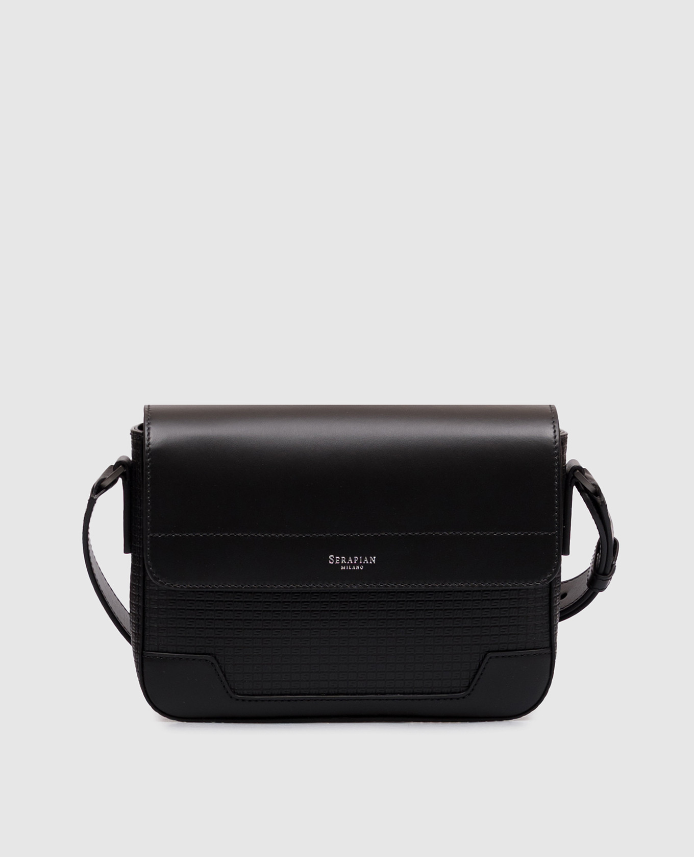 Black leather messenger bag