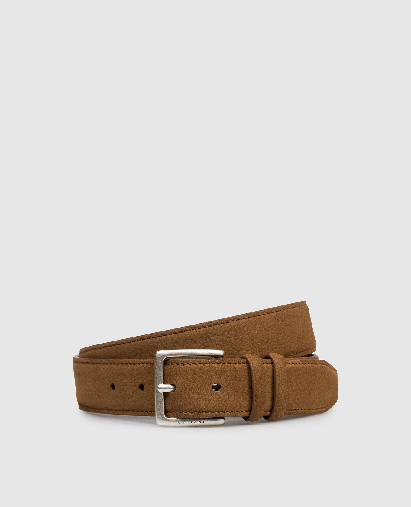 

Brown nubuck belt with logo Orciani