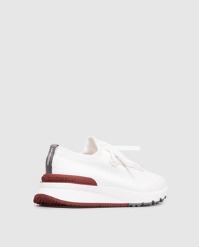 Brunello Cucinelli White cotton sneakers with textured logo MZUPMBO252