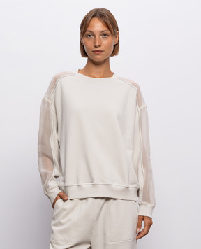 Brunello Cucinelli Ivory sweatshirt with monil chain MN05NB2R00