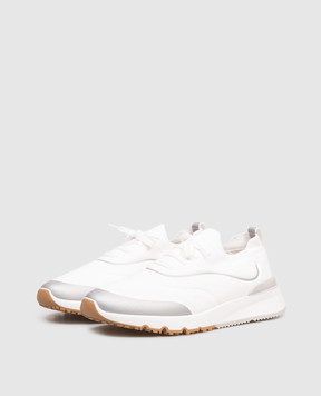 Brunello Cucinelli White sneakers with textured logo MZUAUFO340