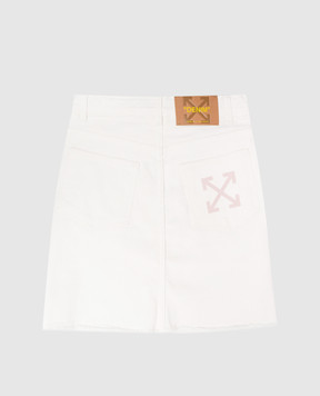 Off-White Children's white denim skirt with logo print 44GYF00AS26D001