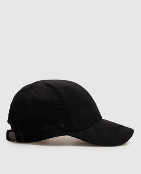 C.P. Company Children's black velvet cap with logo embroidery CSX005LVA08