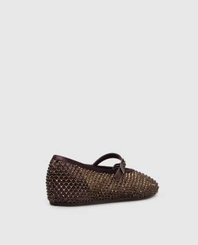 Le Silla Brown GILDA ballet flats with crystals 0189C020MTPPSAS