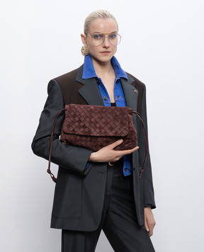 Bottega Veneta Giorno burgundy suede bag 857657V5ZZ0