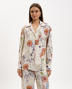 Alexander McQueen Meadow Floral Pajama-Style White Shirt 861422QZAQV