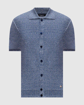 Stefano Ricci Blue short-sleeved shirt with linen and silk K616441PAMF26110