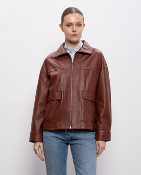 Yves Salomon Brown straight-cut leather jacket 26EYV20760APXX