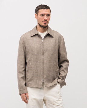 Brett Johnson Brown wool, silk and linen jacket with emblem SS26O96LP302CAF