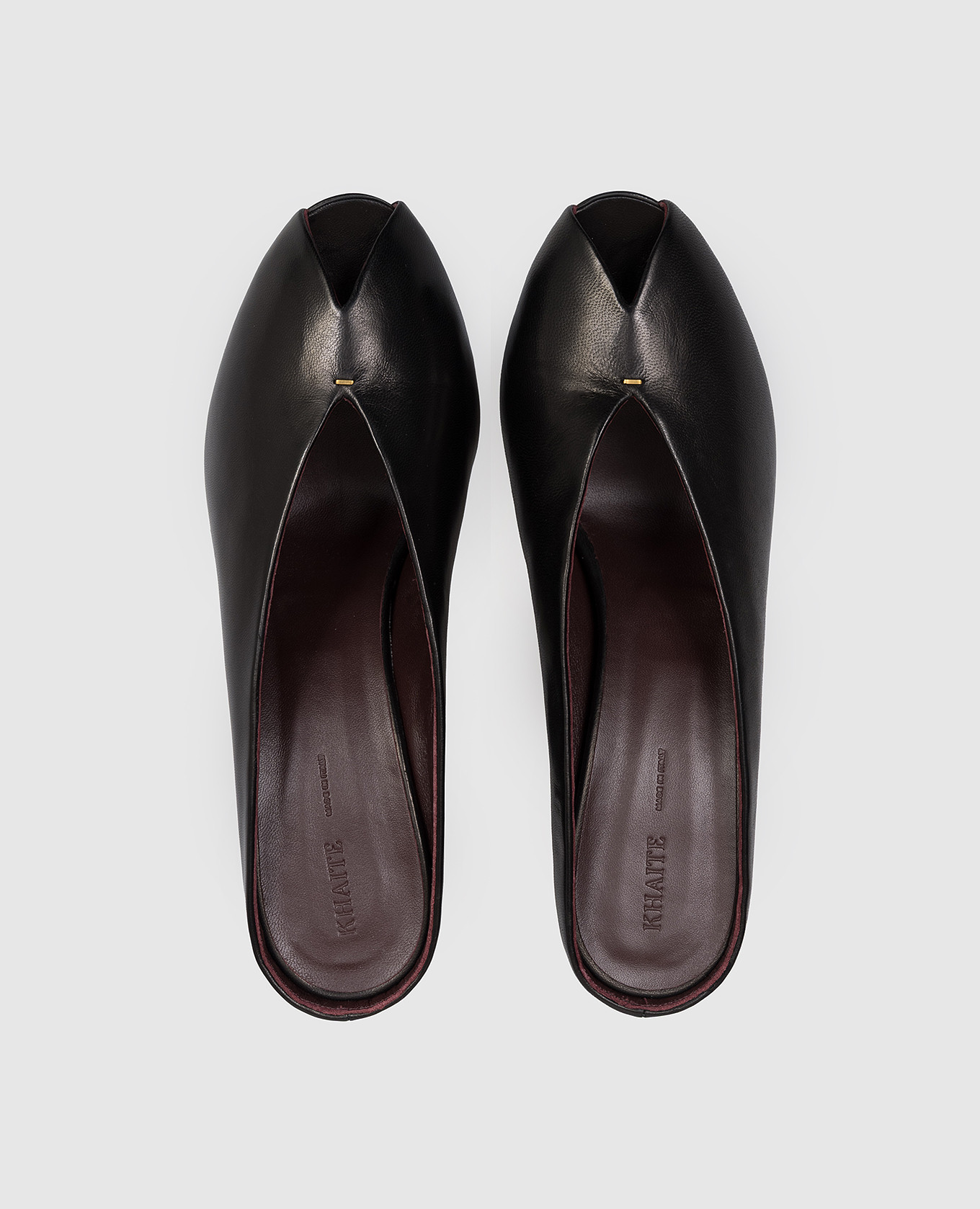 Black leather Cloak peep toe mules Khaite 4