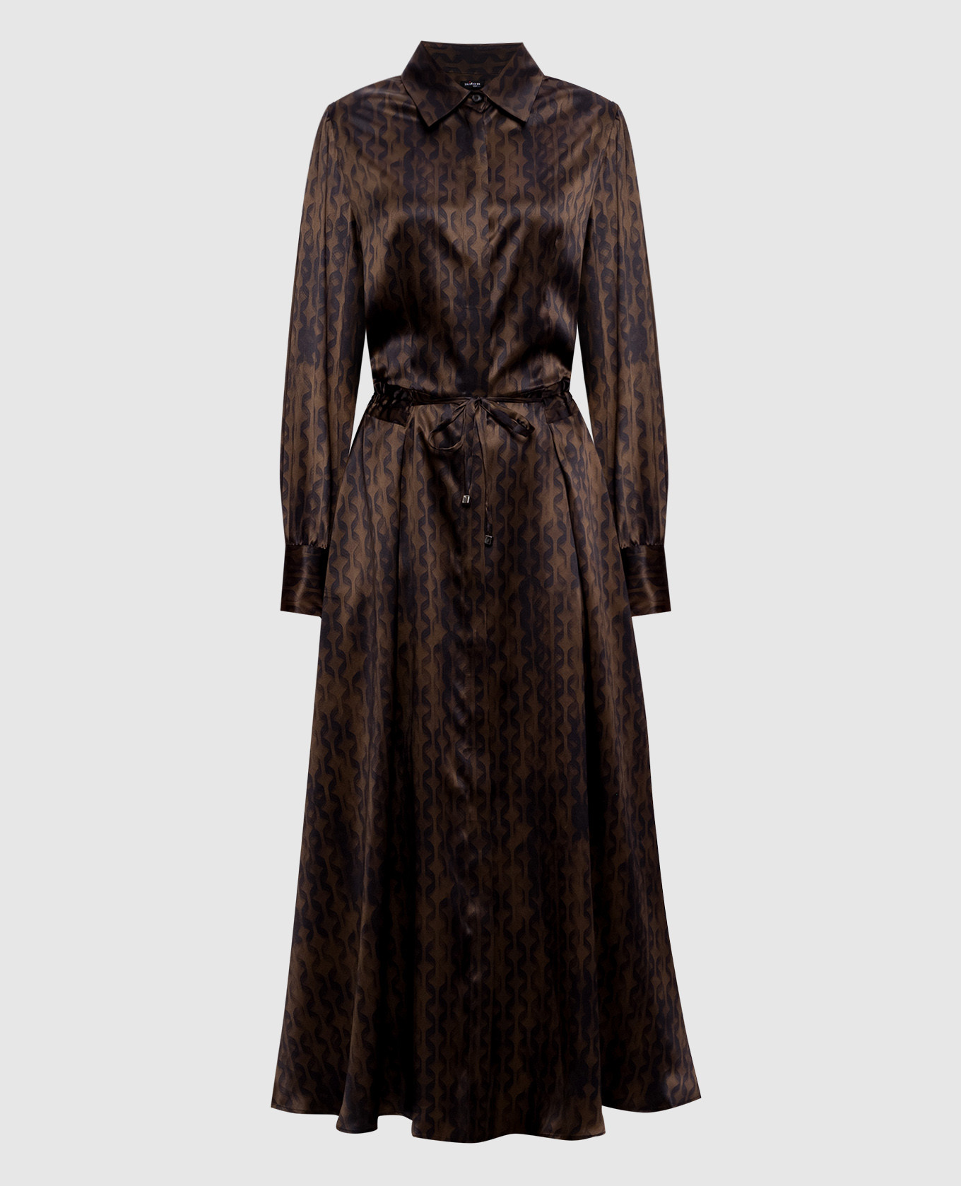 Brown printed silk dress Kiton