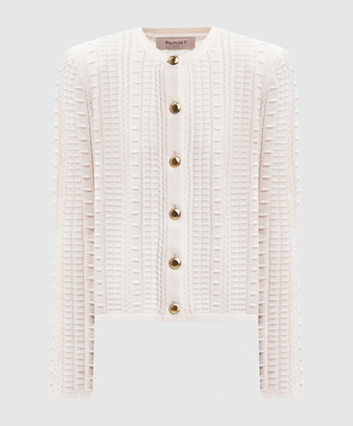 Ivory cardigan with textured pattern