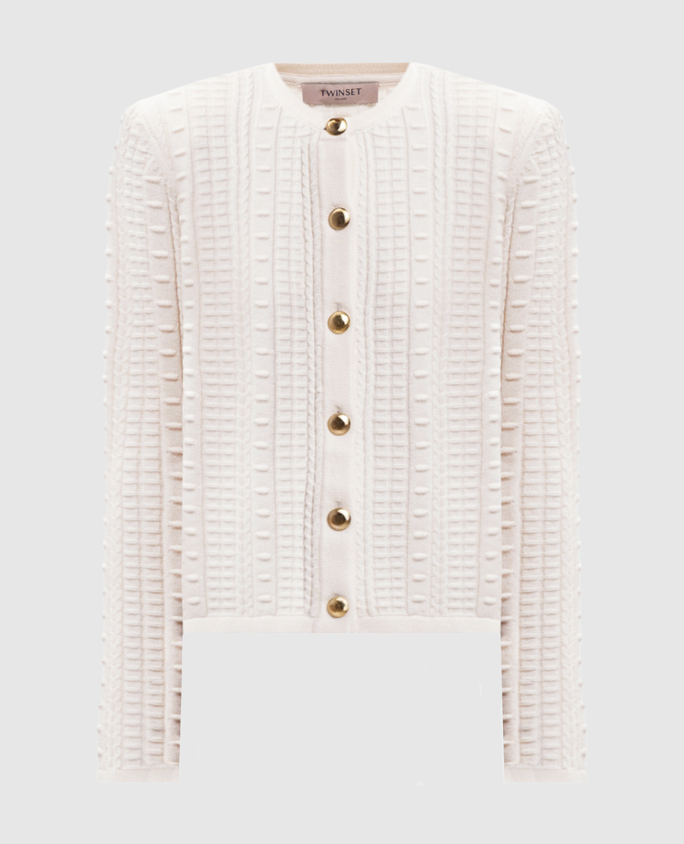 Ivory cardigan with textured pattern