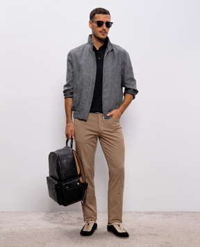Brunello Cucinelli Beige pants with logo patch M289LI1780