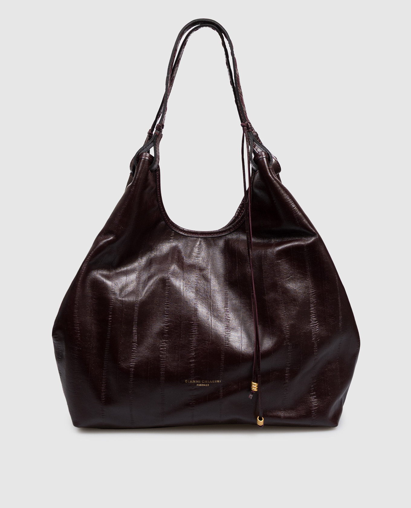 Dua burgundy leather tote bag