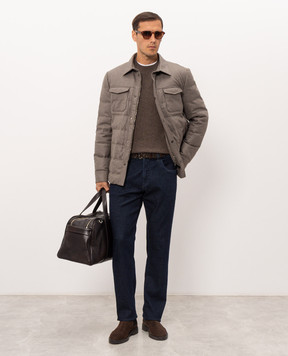Stefano Ricci Brown wool and cashmere down quilted jacket MDJ63002205803