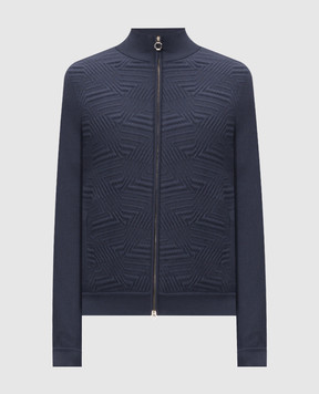 Stefano Ricci Blue cashmere sports jacket with textured pattern W505041R31W26304