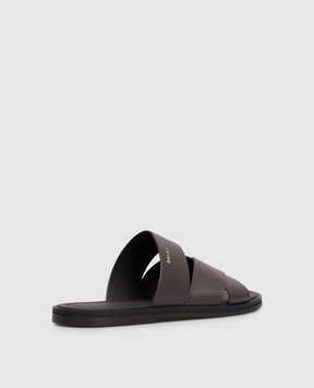 Bally Brown leather flip-flops with textured logo MSS05HVT980