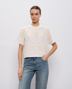Versace White T-shirt with Barocco Jacquard print 10231611A17251
