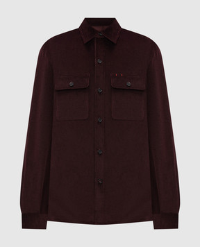 ISAIA Burgundy corduroy shirt with wool OSH009P9130