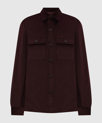 Burgundy corduroy shirt with wool