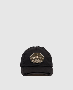 Dolce&Gabbana Black cap with branded patch GH939ZGK097