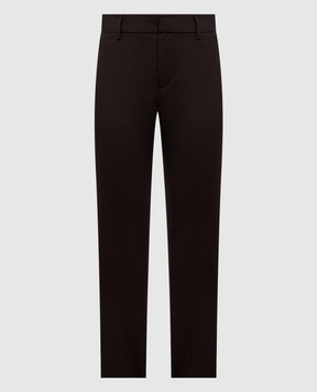 Brunello Cucinelli Brown wool pants with monil chain M0W07P8584