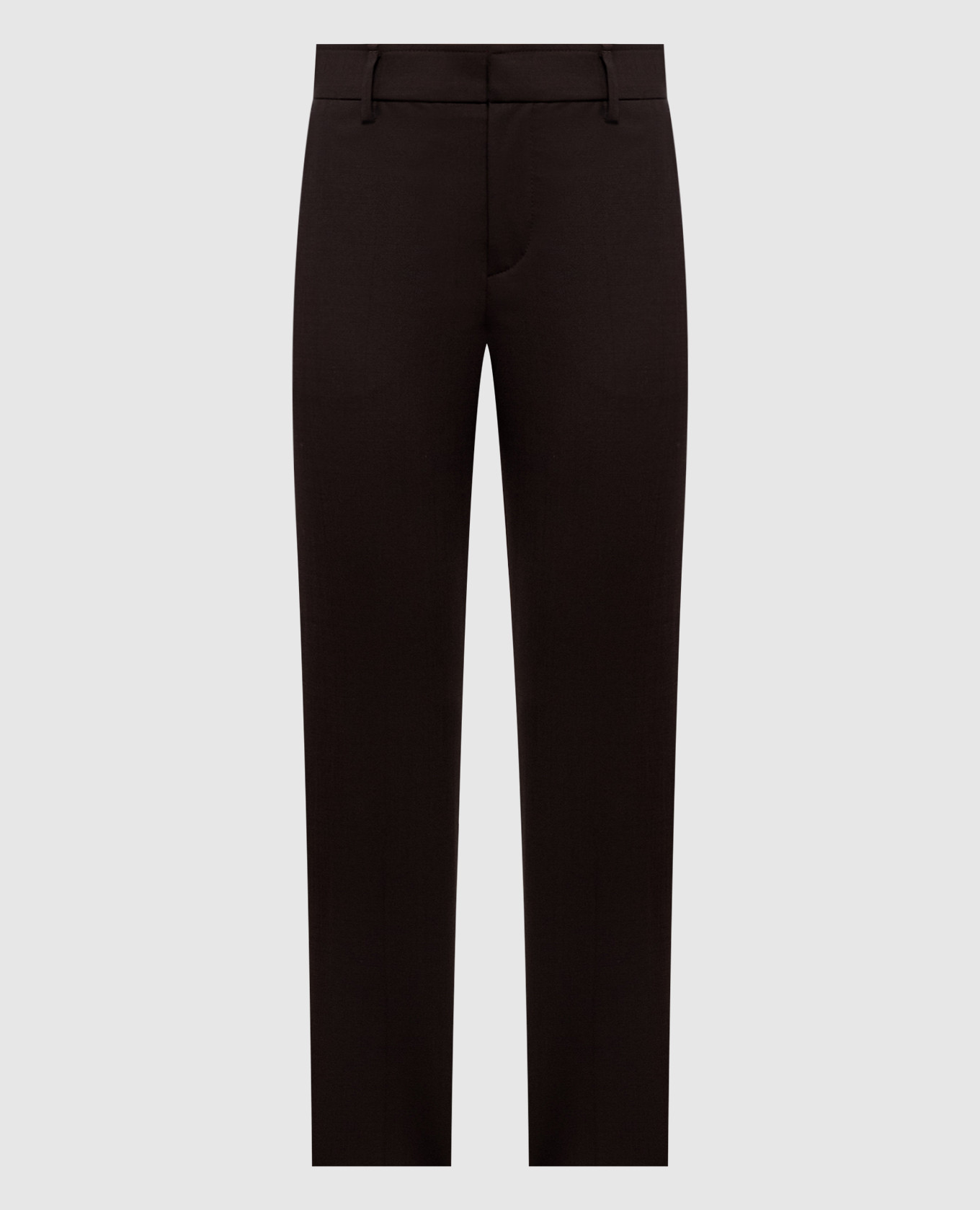 Brown wool pants with monil chain