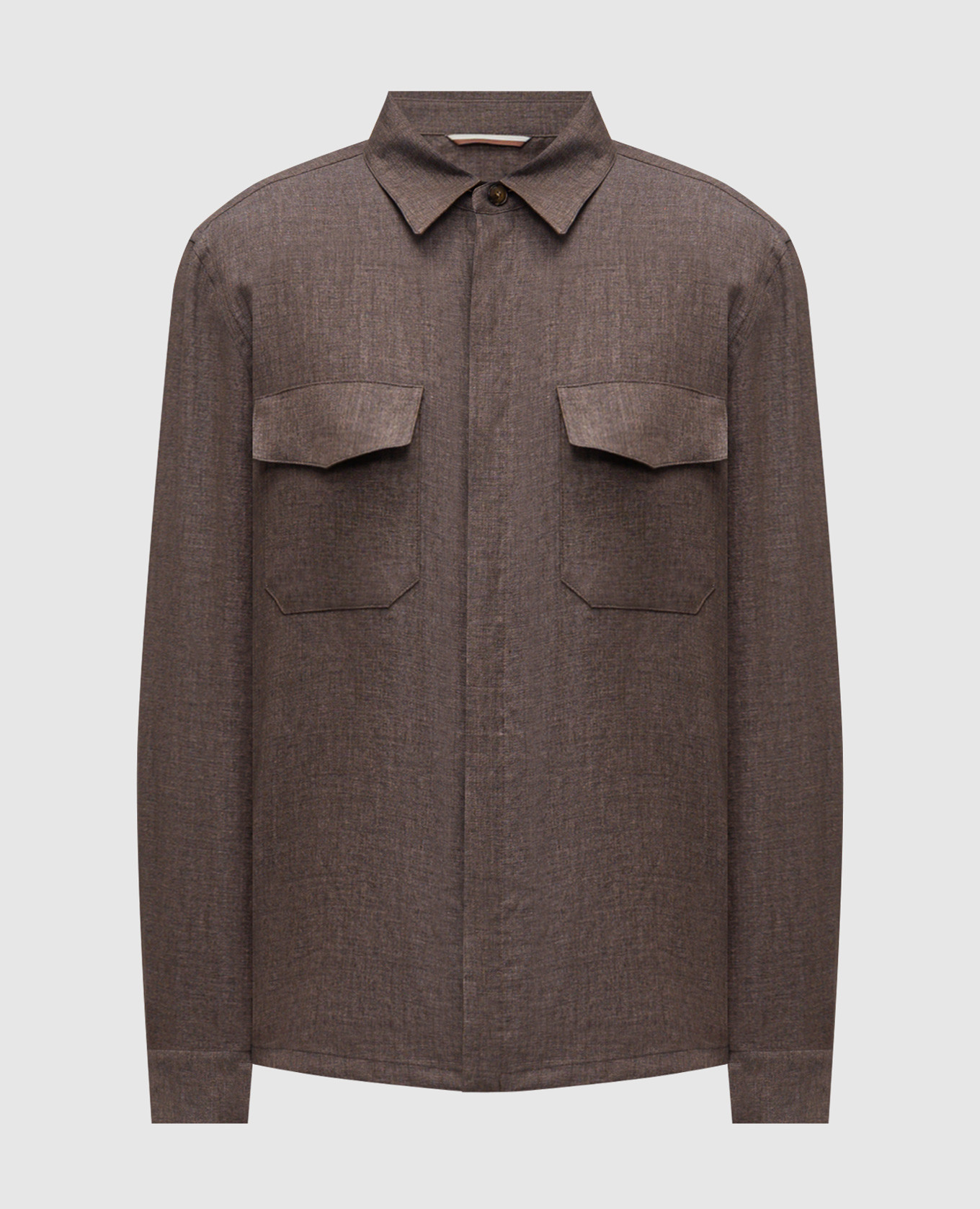 

Brown linen shirt with emblem Canali