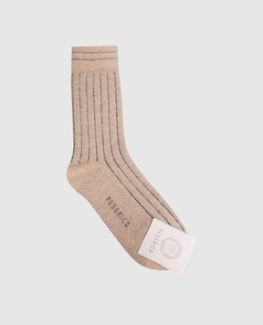 Peserico Beige socks with lurex S41075C0CC945