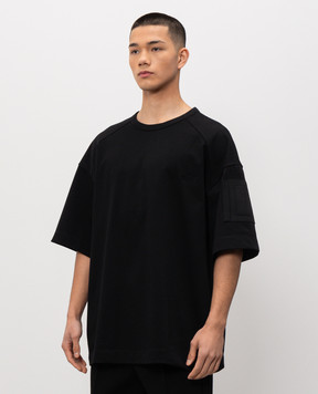 Juun.j Black T-shirt with embroidered logo JC6242P005