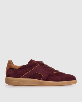 Santoni Burgundy suede sneakers with embossed logo WBPL61463FARTUBY