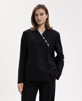 Loulou de Saison LEANDRA black double-breasted wool and cashmere jacket LEANDRA