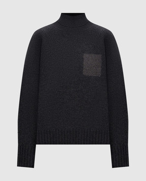 Peserico Gray wool, silk and cashmere sweater with monil chain A99231F07B9283