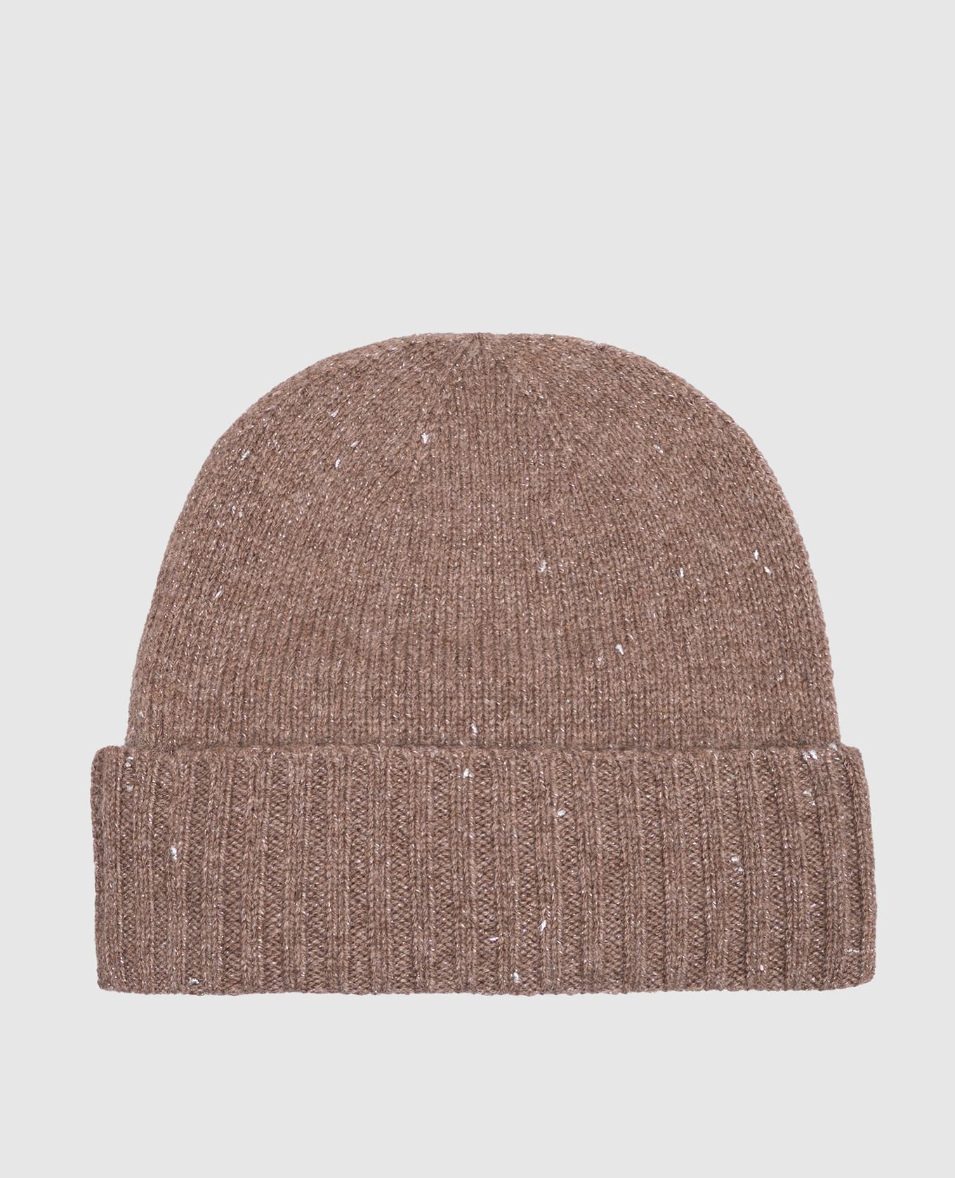 Brown cashmere hat with lurex