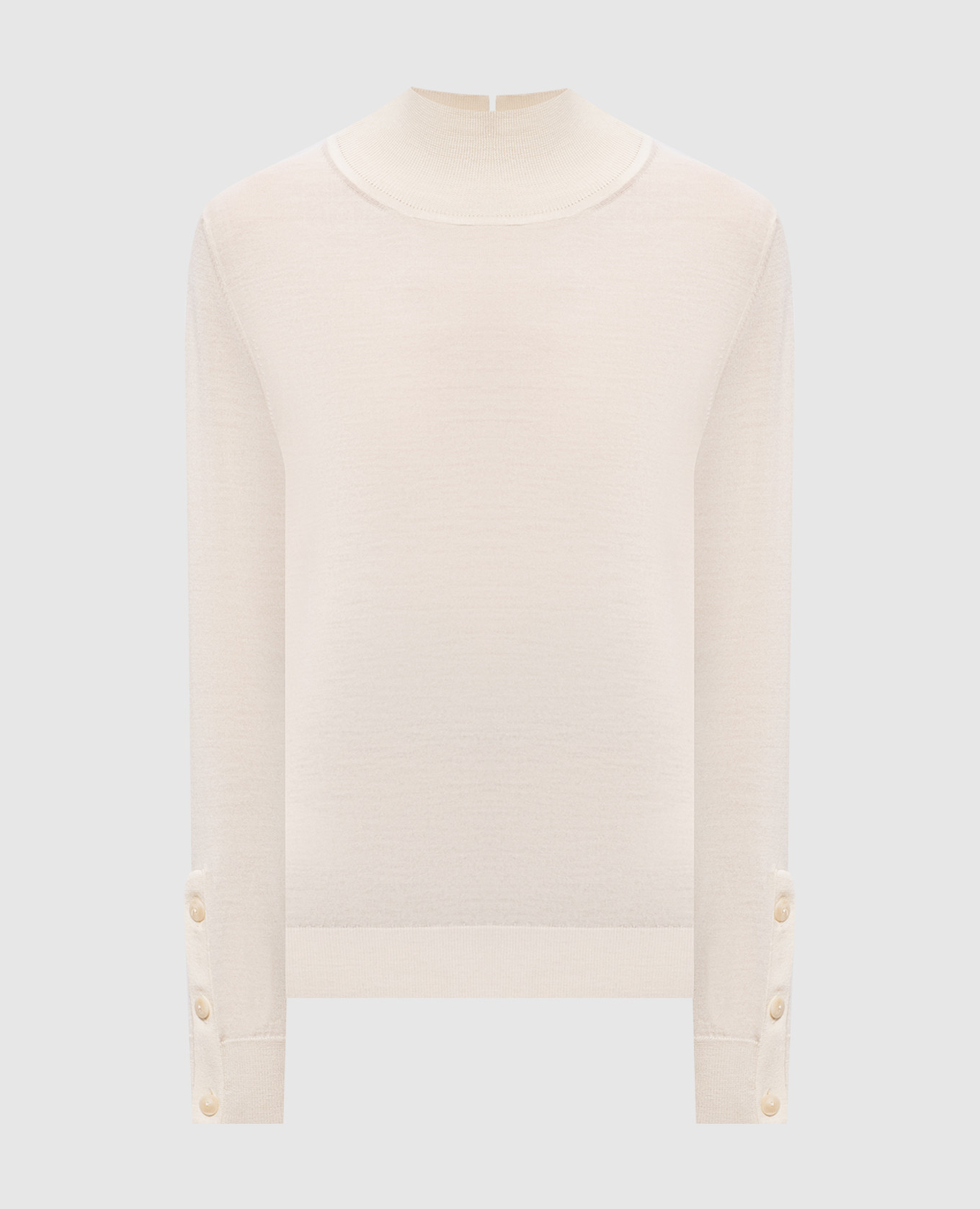 Ivory wool, silk and cashmere turtleneck