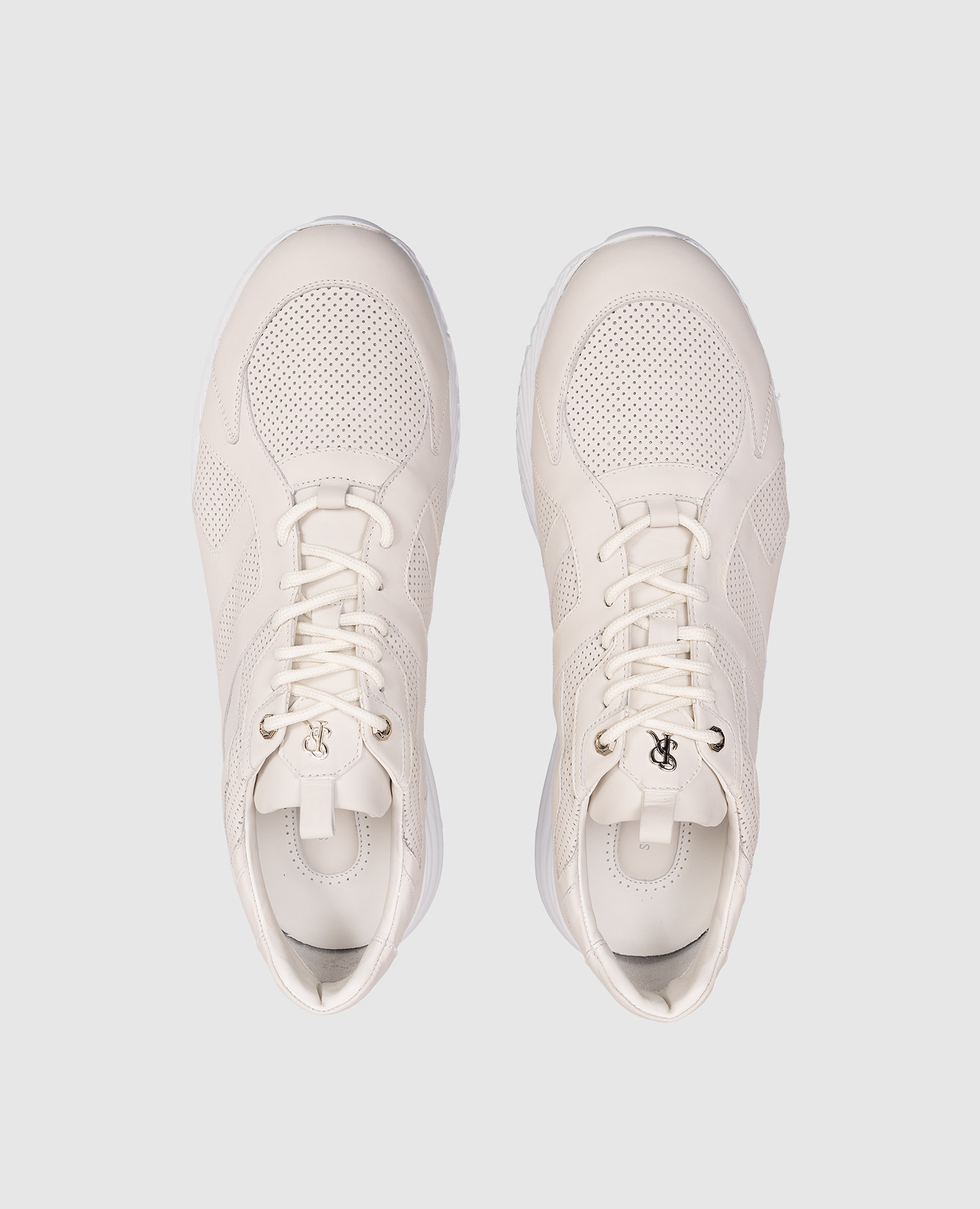 

Beige leather sneakers with perforations Stefano Ricci