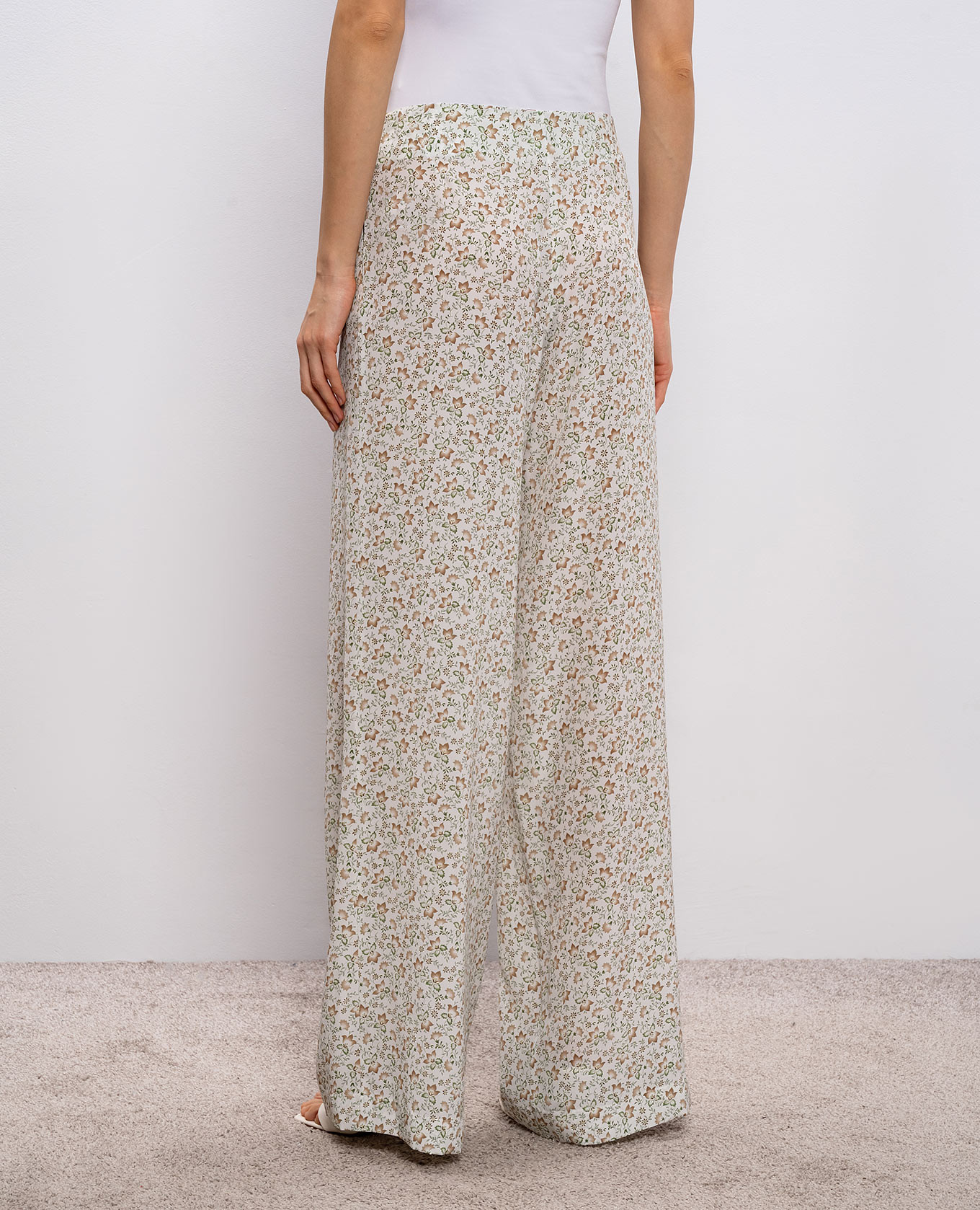 

White silk pants with floral print Ermanno Scervino