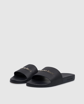 Stefano Ricci Blue leather sliders UG31G761VD