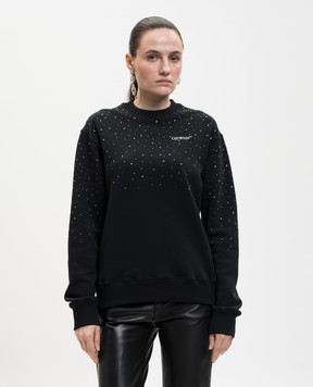 Off-White Black sweatshirt with Swarovski crystals 2BA07HS26FLE001