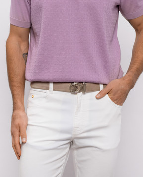 Stefano Ricci Beige suede belt with logo N381SDC527P