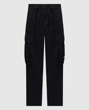 C.P. Company Black cargo pants with logo patch MPA255A006439G