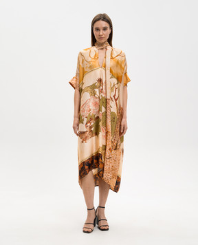 Masnada Beige dress with branded print 8061