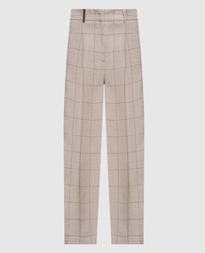 Peserico Gray checked linen pants A0425802638