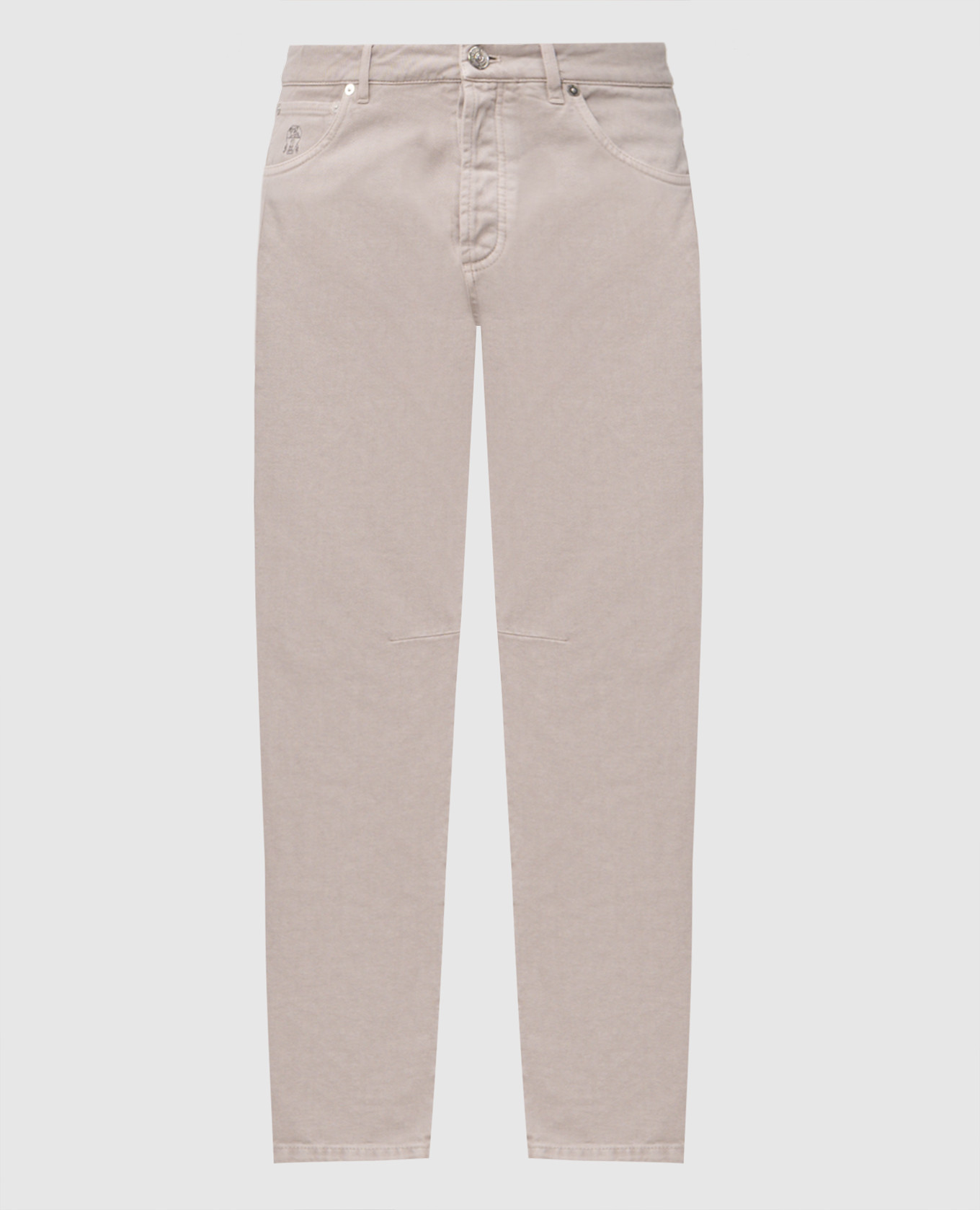 Beige jeans with logo patch