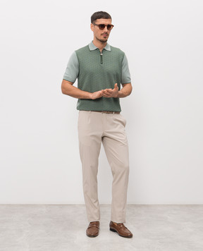 Stefano Ricci Green silk polo with zipper K212036P31F26192