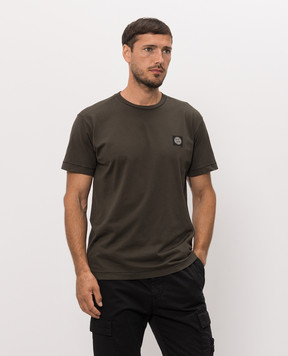 Stone Island Khaki T-shirt with logo patch L2S152100027S0013