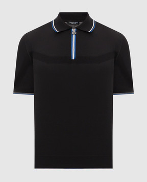 Stefano Ricci Black polo with contrast piping K616448P31F26115