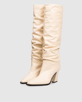 Jimmy Choo Hart beige leather boots with reptile print HARTKB85GHF
