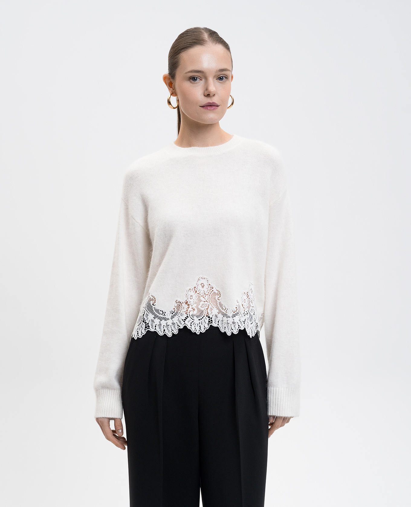White angora wool jumper with lace Twinset 3